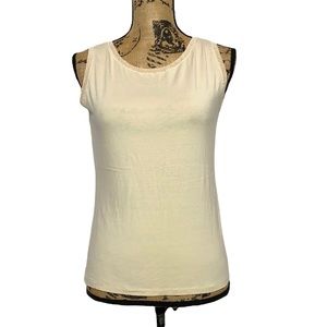 Oliver Ivory Sleeveless Mesh Detail Form-Fitting Top S